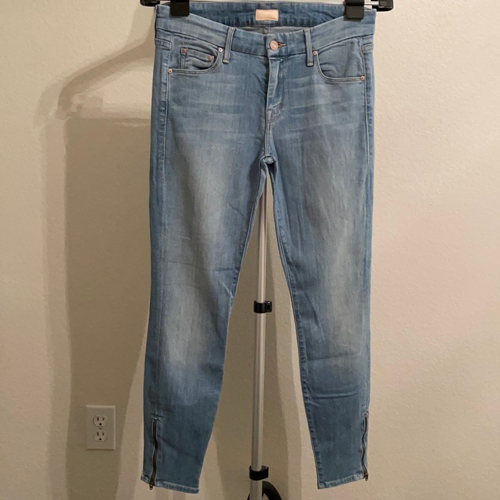 MOTHER Looker Ankle Zip Light Kitty size 28